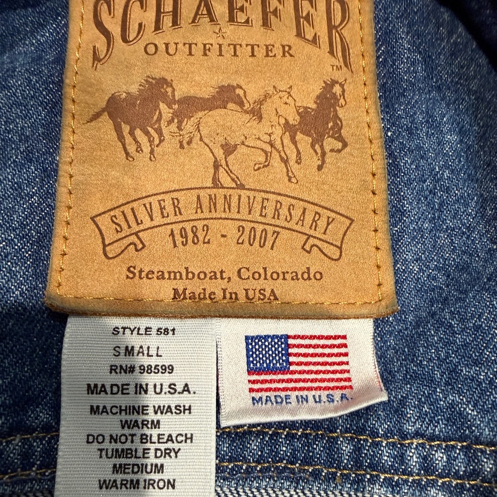 Schaefer Outfitters Denim Jacket with Leather Collar NEW WITH TAGS - Picture 6 of 6